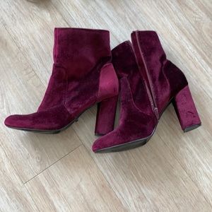 Madden Girl Red Pink Velvet Booties, size 8.5